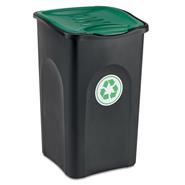 Wertstofftonne „Ecogreen“ mit grünem Deckel, 50 Liter, mit Recycling-Symbol auf der Vorderseite.