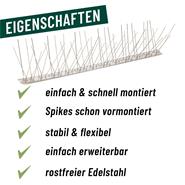 VOSS.garden Premium Vogelabwehr - Edelstahl „Bird Spikes“ 5-reihige Taubenabwehr, Vogelspitzen 50cm