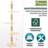 VOSS.pet Kratzbaum "Big Barry" - Premium Massivholz deckenhoher Katzenkratzbaum