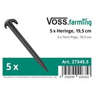VOSS.farming 5x Heringe 19,5cm, Bodenanker mit Doppelhaken, schwarz