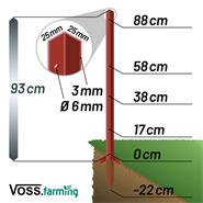 VOSS.farming Set: 40x Winkelstahlpfähle 115cm + 175x Ringisolatoren mit M6 Gewinde