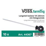 10x VOSS.farming Langstiel-Ringisolator VX 220mm, mit Holzgewinde