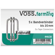 5x VOSS.farming Elektrozaun Band-Verbinder bis 20mm NIRO-EDELSTAHL (ohne Nase)
