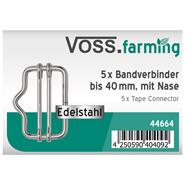5x VOSS.farming Elektrozaun Band-Verbinder bis 40mm NIRO-EDELSTAHL (mit Nase)
