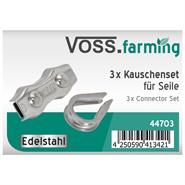 3x VOSS.farming Seilanschluss Set mit Kauschen, EDELSTAHL, 6mm