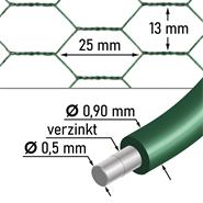 VOSS.farming Gartenzaun-SET: Sechseckgeflecht 10mx75cm, grün + 8x Metall Zaunpfosten