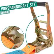 Spanngurt mit Ratsche + 2 Haken, 6-12m, 50mm, 4000kg, 2-tlg.