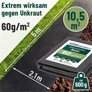 VOSS.garden Unkrautvlies 10,5m² - 60g/m² - 5m x 2,1m - Gartenvlies, Mulchvlies