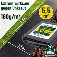 VOSS.garden 5,5m² Premium Unkrautvlies 160g/m², 5m x 1,1m, Gartenvlies, extrem reißfest