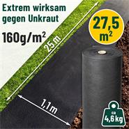 VOSS.garden 27,5m² Premium Unkrautvlies 160g/m², 25m x 1,1m, Gartenvlies, extrem reißfest