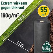 VOSS.garden 55m² Premium Unkrautvlies 160g/m², 50m x 1,1m, Gartenvlies, extrem reißfest