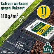 VOSS.garden Unkrautgewebe 11m² - 110g/m² - 10m x 1,1m, Bodengewebe, Unkrautfolie