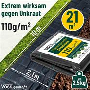 VOSS.garden Unkrautfolie 21m² - 110g/m² - 10m x 2,1m, Bändchengewebe