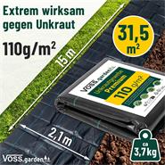 VOSS.garden Bodenfolie 31,5m² - 110g/m² - 15m x 2,1m, Gewebe gegen Unkraut