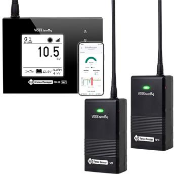 VOSS.farming Weidezaun-Überwachung per Smartphone - Set für 2 Zäune: FM 20 WiFi + 2x Sensor
