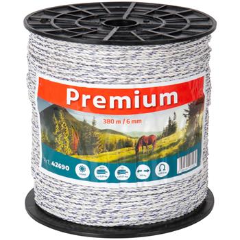 Weidezaun-Seil "PREMIUM" 380m, 6mm, 2x0,25 Kupfer + 4x0,2 Niro, weiß-blau