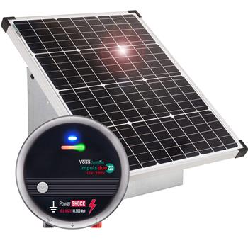 VOSS.farming Solar Viehhüter: Solarpanel 55W + extrem starkes 12V Weidezaungerät DV160 + Tragebox