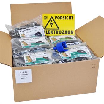 VOSS.farming Set - 500x Ringisolator + Einschraubhilfe + Warnschild