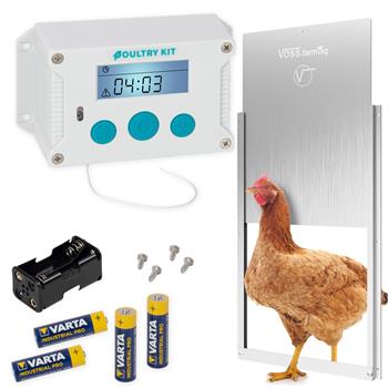SET VOSS.farming Poultry Kit - automatische Hühnertür, Hühnerklappe 300 x 400mm