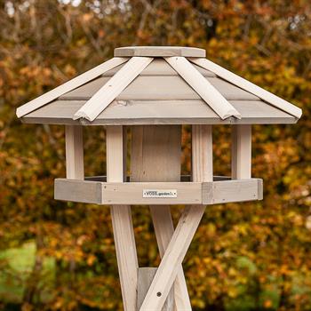 VOSS.garden "Valbo" - hochwertiges Vogelhaus mit Kreuzstandfuß, weiß