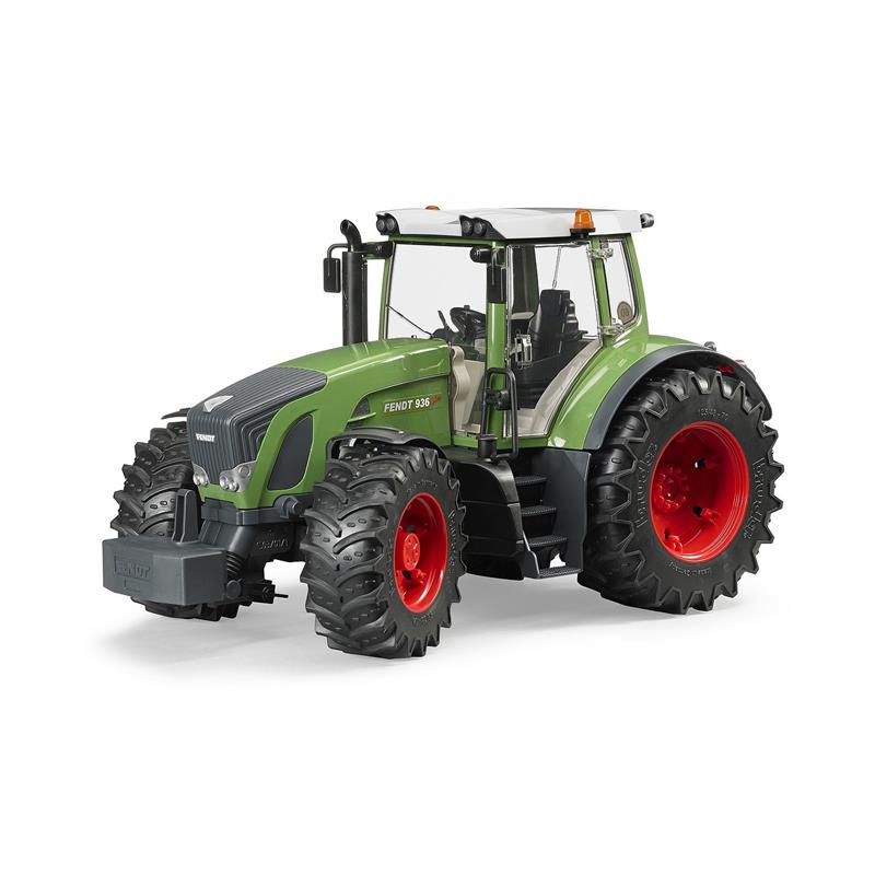 Großansicht der Bildergalerie Der BRUDER Fendt 936 Vario Spielzeugtraktor (1:16) besticht durch sein grün-schwarzes Design mit roten Rädern, roter Lenkung und rotem Kabinendach. Geeignet für Kinder ab 3 Jahren, abgebildet auf weißem Hintergrund.