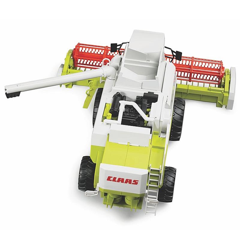 BRUDER Claas Lexion 480 Mähdrescher Spielzeugmodell in Grün und Weiß mit rotem Schneidwerk, Maßstab 1:16, inklusive Anhänger für Schneidewerk, geeignet ab 3 Jahren.